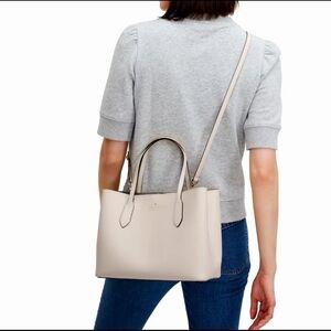 kate spade Pebble Leather Tote in Light Cream